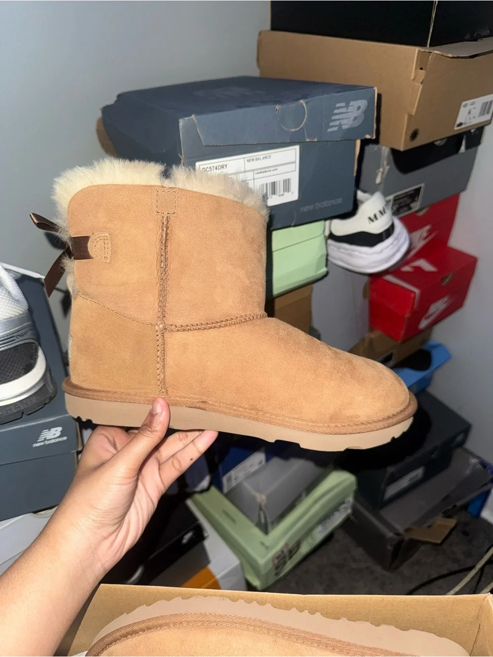 UGG Chestnut Suede Short Bow-Back Boots